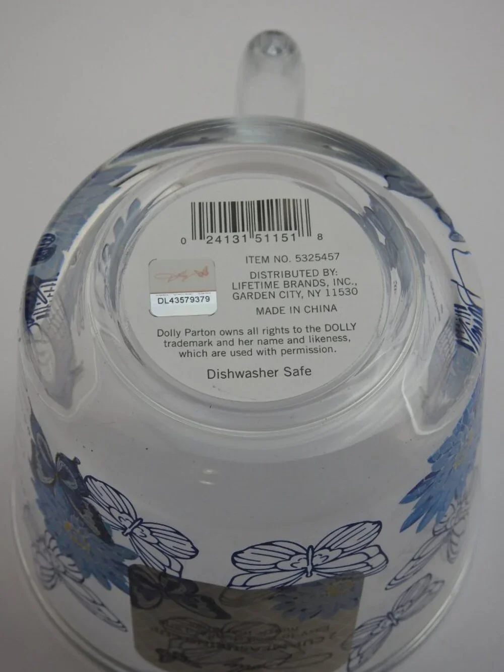 Dolly Parton Blue Butterfly Measuring Cup Glass 16 oz Limited Ed Guitar Design